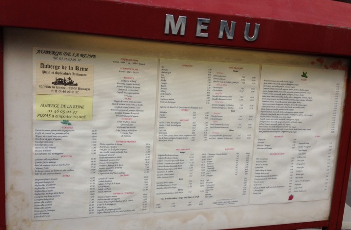 menu de l'auberge de la reine - les restos de boulogne