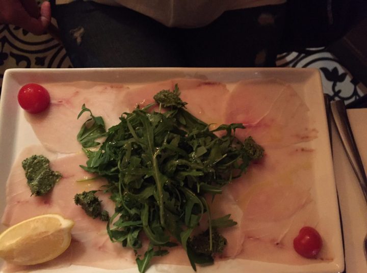 carpaccio d'espadon sauce pesto famigila rebellato boulogne